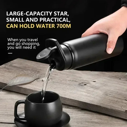 1-3PCS Stylish Portable Stainless Steel Sports Water Bottle Leisure Bike Riding Drinking Water Bottle Outdoor Sport Travel Cup