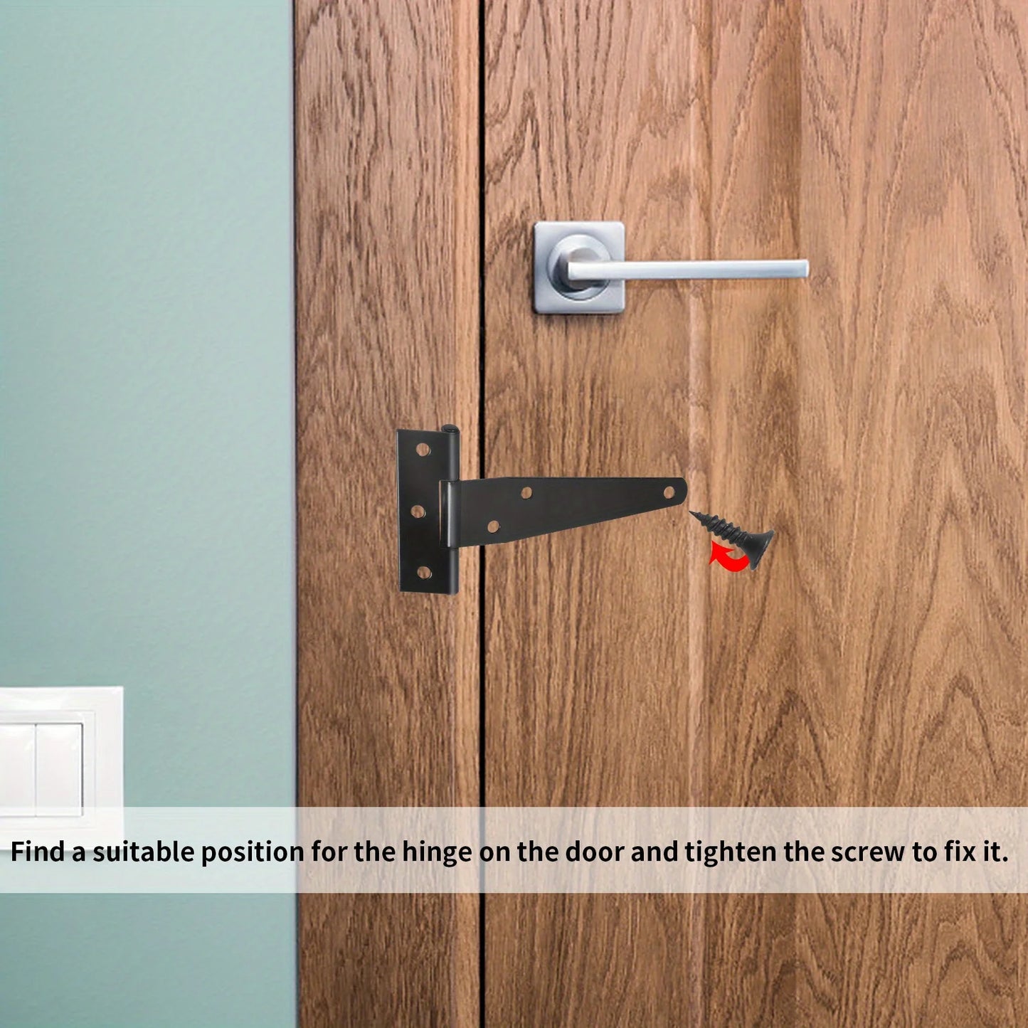 2 Sets Heavy-Duty Black T-Hinge - 4 Inch Metal Tee Hinges with Screws for Shed Doors, Barn Gates & More - Rustproof & Durable