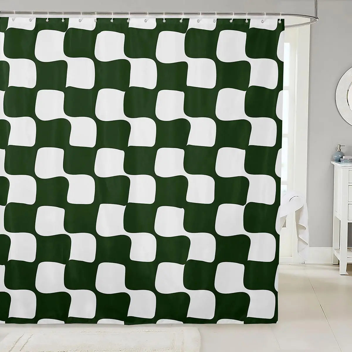 Checkered Grid Shower Curtains Buffalo Plaid Bathroom Curtain for Kids Women Men Black Brown Bathroom Accessories Geometric