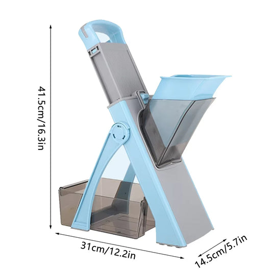 Safe Adjustable Vegetable Slicer - 4 Modes (Dicer, Julienne) Kitchen Chopping Tool (SkyBlue)