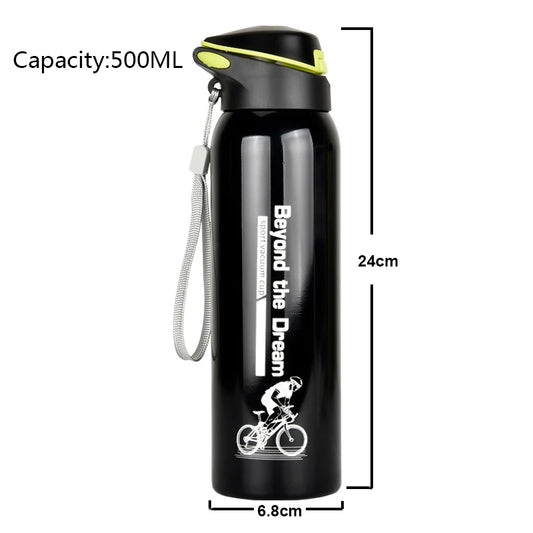 500ML Outdoor Sport Bicycle Water Bottle Vacuum Stainless Steel Cycling Water Cup Thermo Drink Mug Travel Cycling Equipment