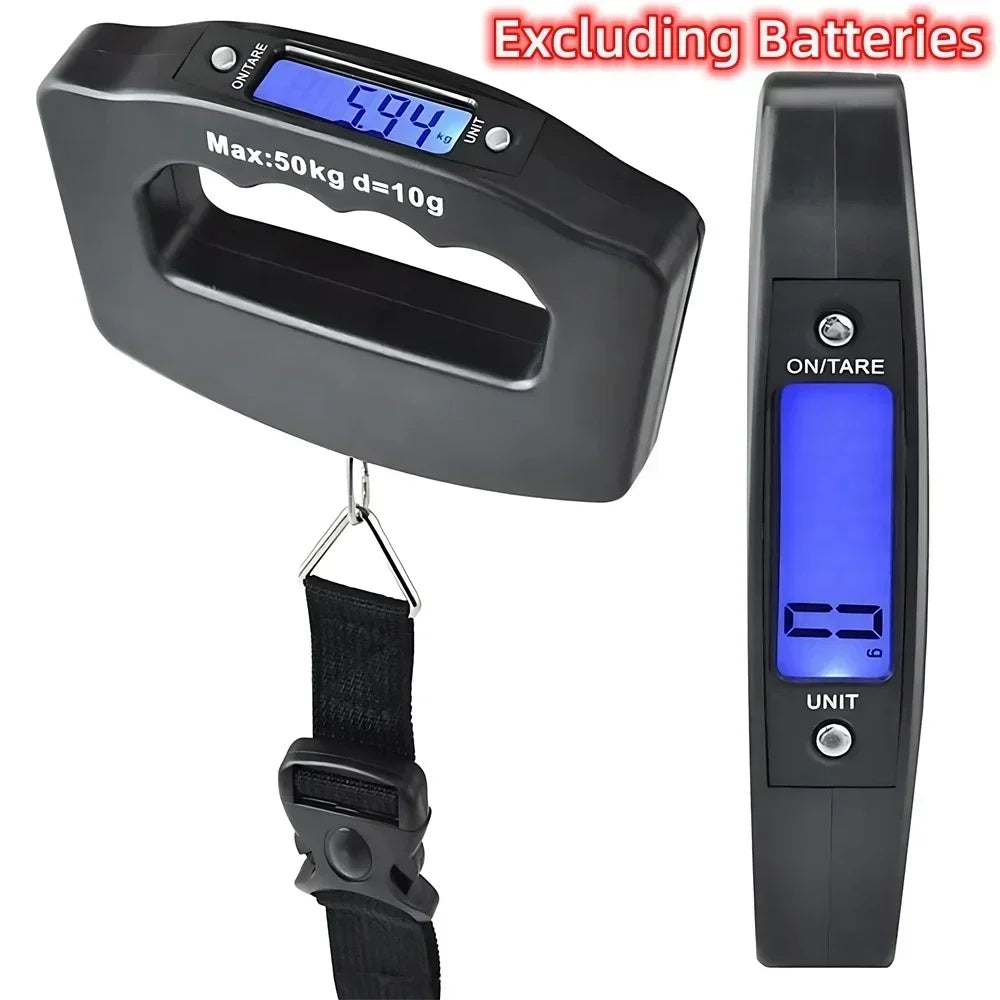 50kg/110lb Portable Scale LCD Digital Luggage Suitcase Scale Handled Travel Baggage Bag Fish Weighting Hook Hanging Scales