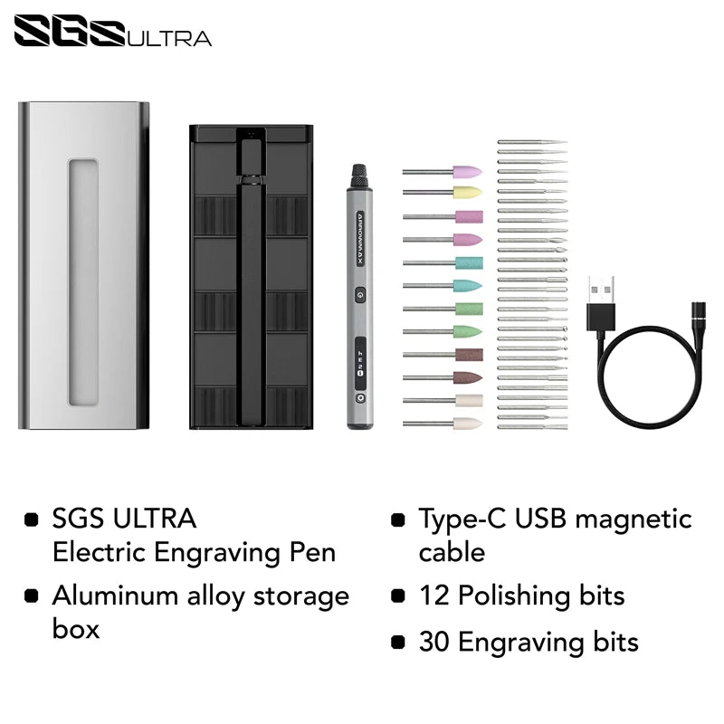 ARROWMAX SGS Engraving Pen Cordless Rotary Tool Kit Electric Mini Grinder with 42 Bits for Crafts Metal Wood Glass Carving