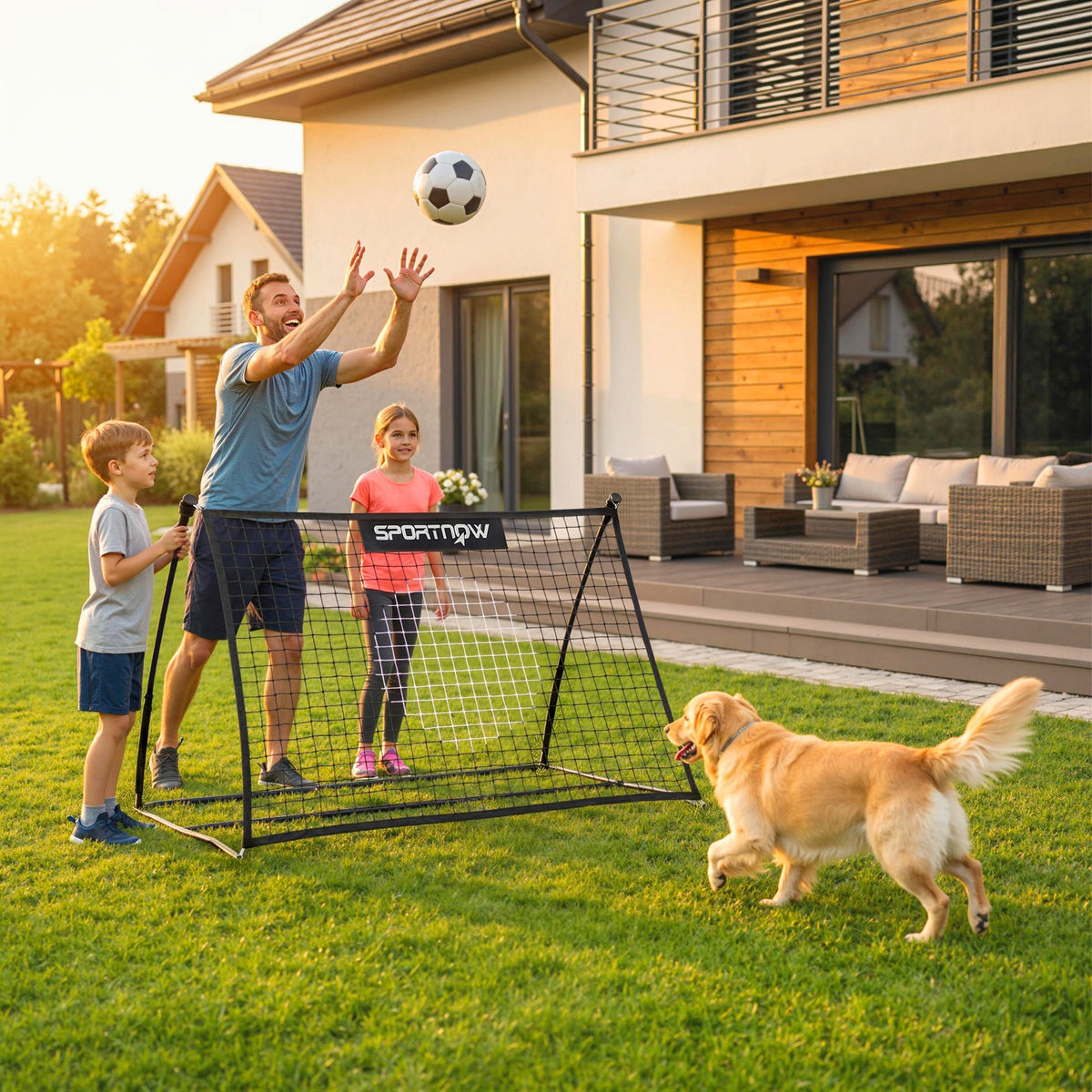 SPORTNOW Football Rebounder Net, Portable Kickback Football Rebounder Net with Carry Bag and Ground Stakes