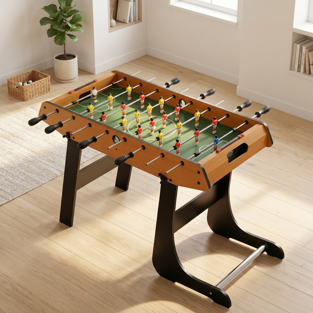 HOMCOM Folding Football Gaming Table Mini Foosball Soccer Table for Family Fun Indoor Play Sports
