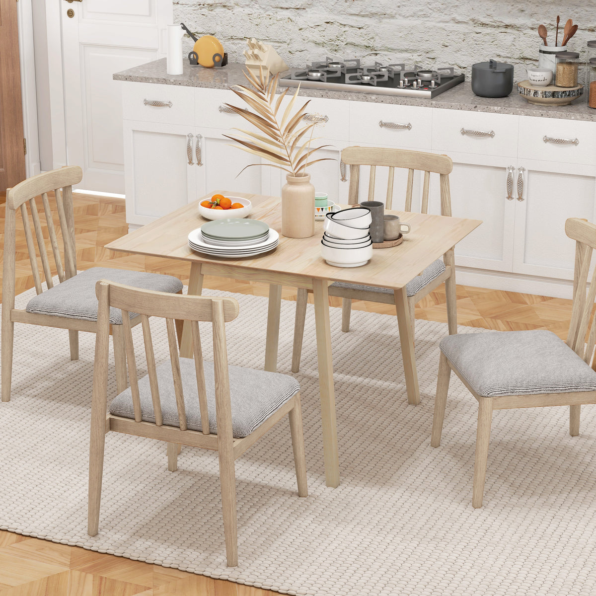 HOMCOM Solid Wood Folding Dining Table, Drop Leaf Table for 2-4 People, Natural Wood Finish