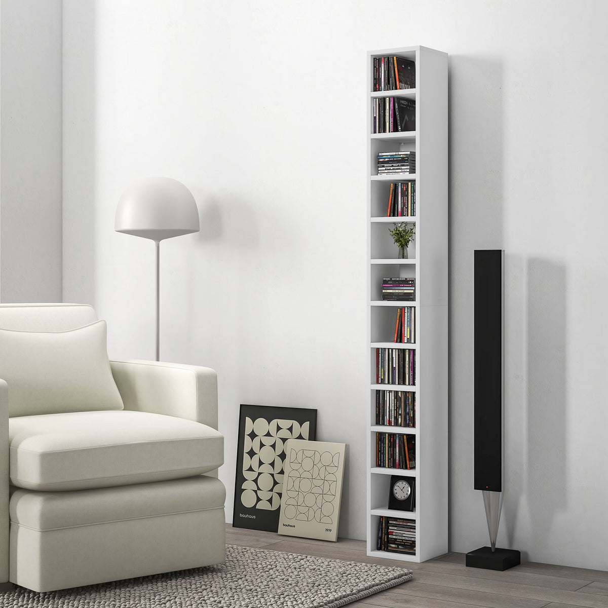 HOMCOM 204 CD Tall Narrow Media Storage Tower - White
