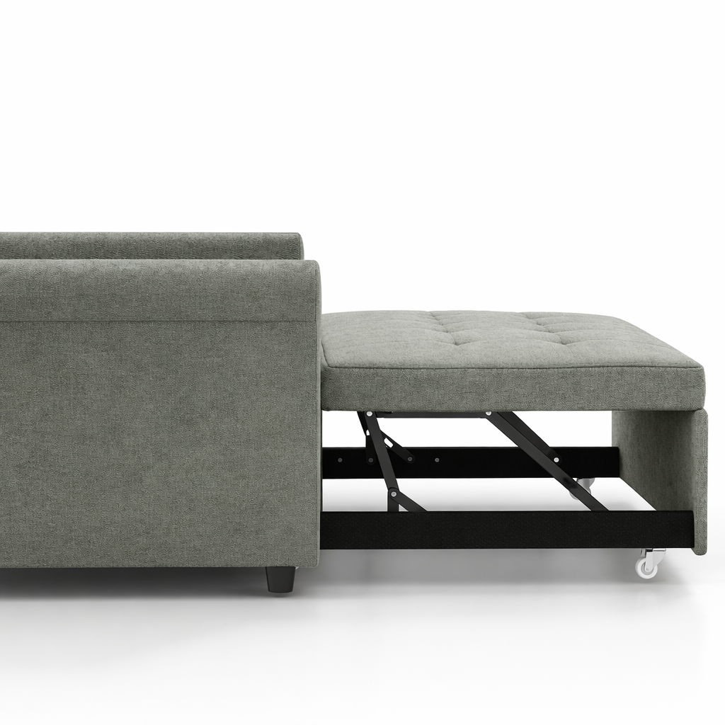 HOMCOM Two-Seater Velvet-Feel Sofa Bed - Grey