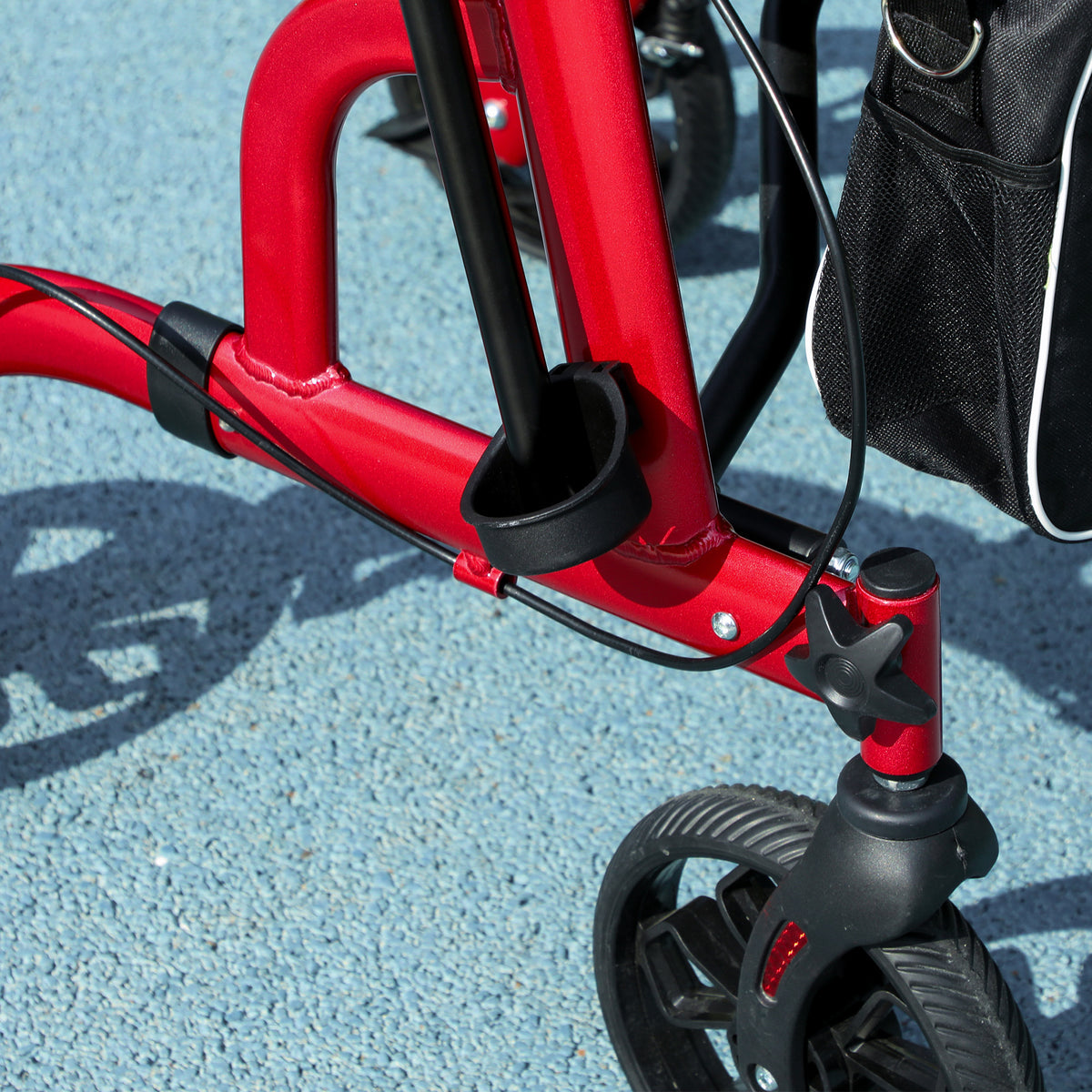 HOMCOM Lightweight Walking Frame, Folding Rollator Walker with Seat and Backrest, Red