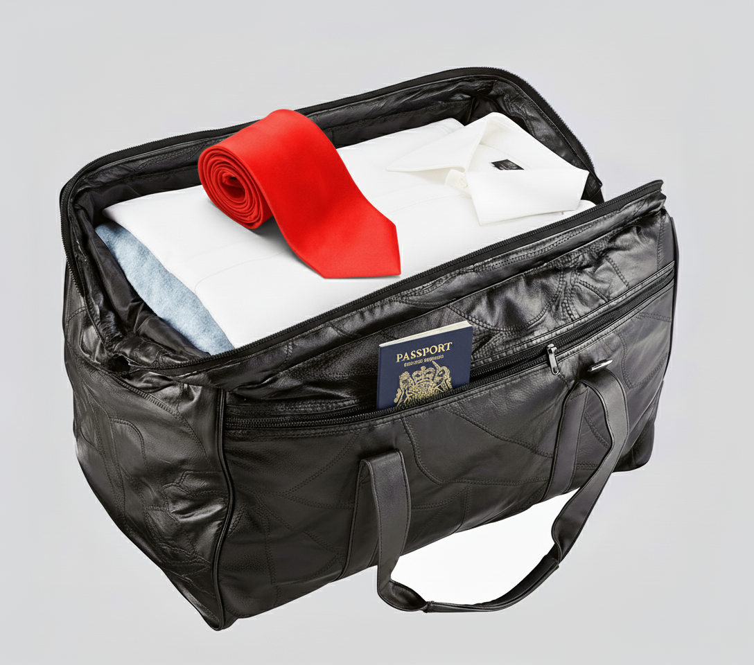 Wide Opening Patchwork Leather Travel Bag