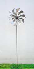 AcaciaHome Metal Windmill Spinner Garden Stake - Weatherproof, Durable - Grey - 150 cm - Retro Style