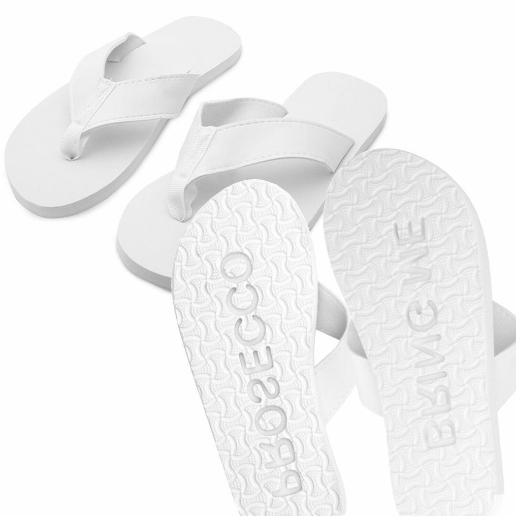 Flo "Bring me Prosecco" Sand Imprint Flip Flops White, Small