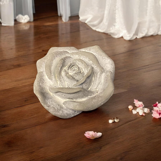 Flower on a Base Garden Ornament Resin Art Sculpture Figurine Stone Look 18cm