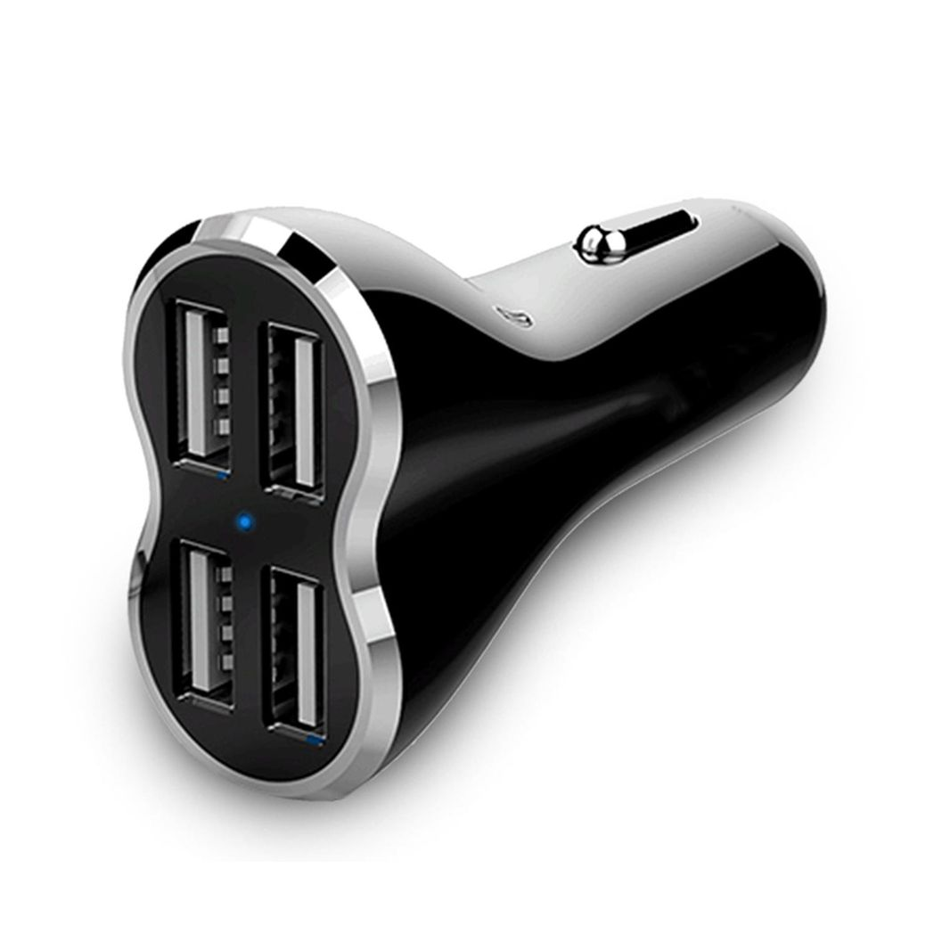 Aquarius Powerful & 4-Port Universal USB Car Charger Black