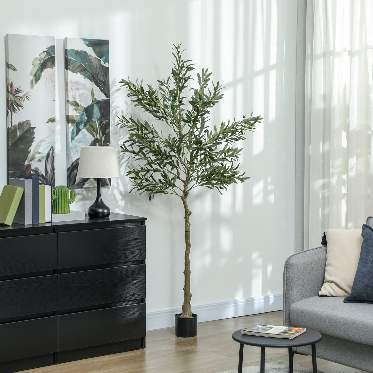 HOMCOM Silk Leaf Artificial Olive Trees