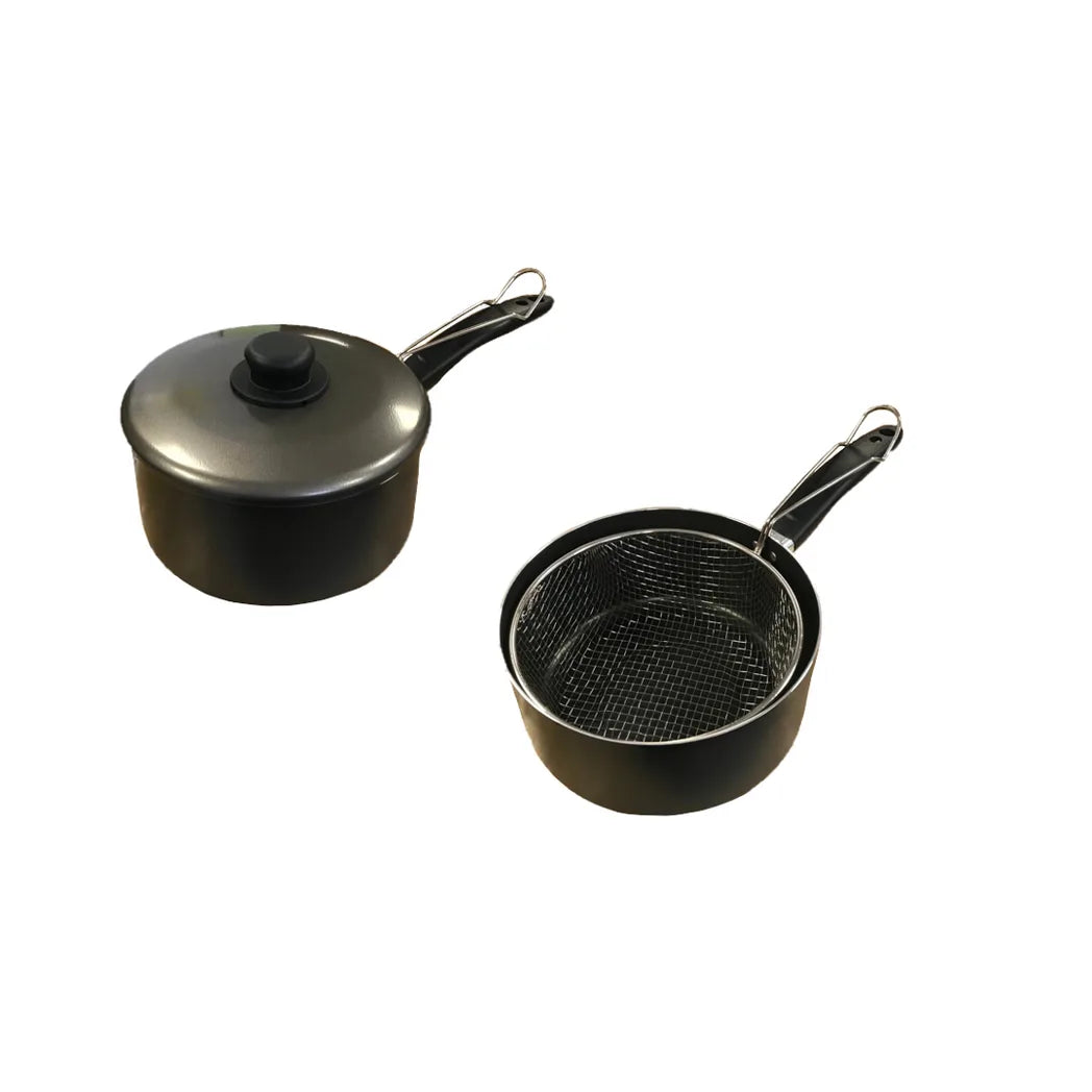 Chips Pan With Frying Basket 8" Black