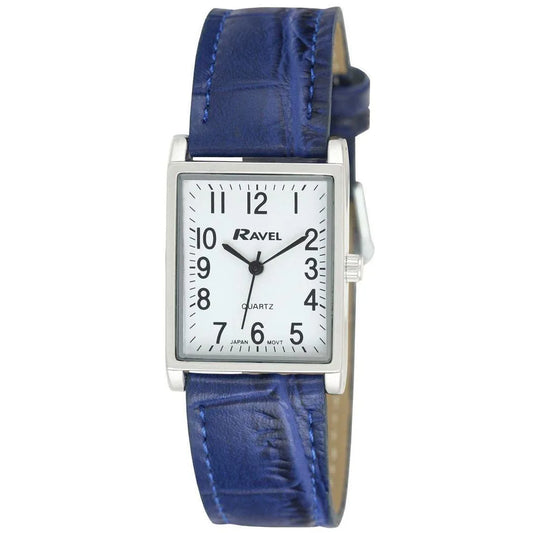 Ravel Mens Fashion Rectangle Shape Dial Blue Leather Strap Watch R0120.06.1A