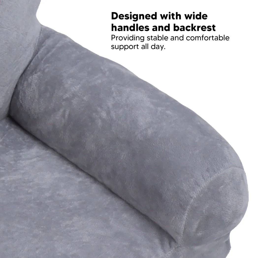 Toddler Chair Gray Cartoon Style Foldable Wide Handle Stable Backrest Breathable Baby Sofa for Home Bedroom 2 Layers