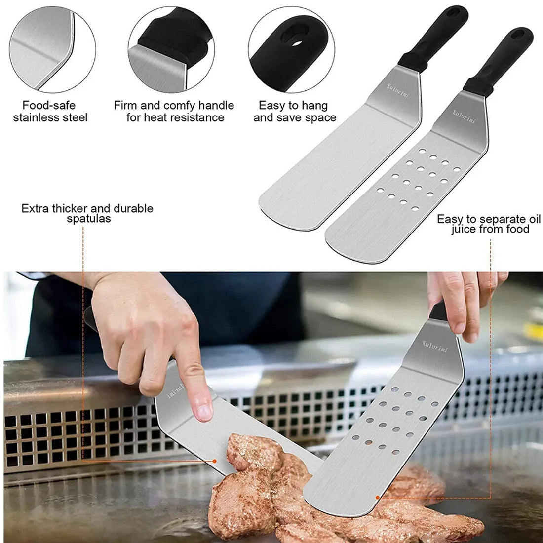 14 Pcs Professional Stainless Steel Griddle Grill Tools Set BBQ Accessories UK