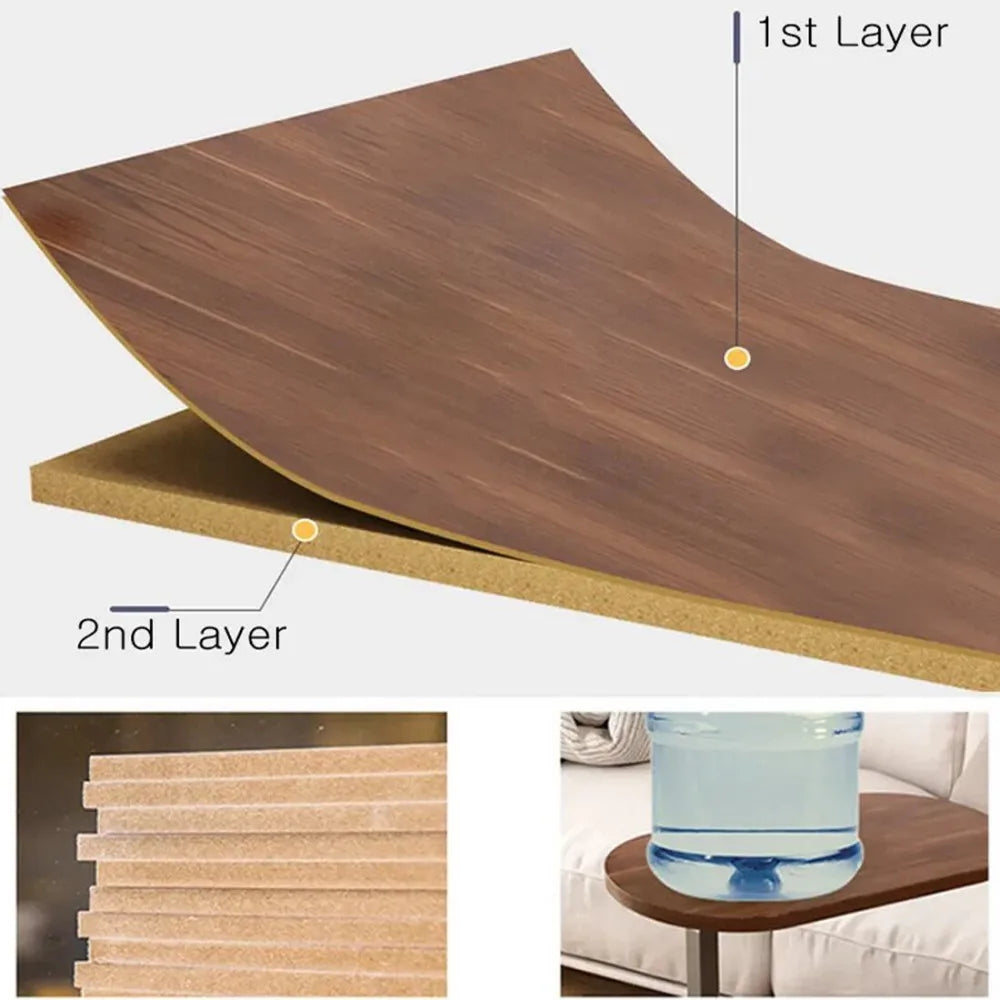 C-Shaped Compact Sofa Side End Table Coffee Laptop Table Living Room Bedroom UK-Black