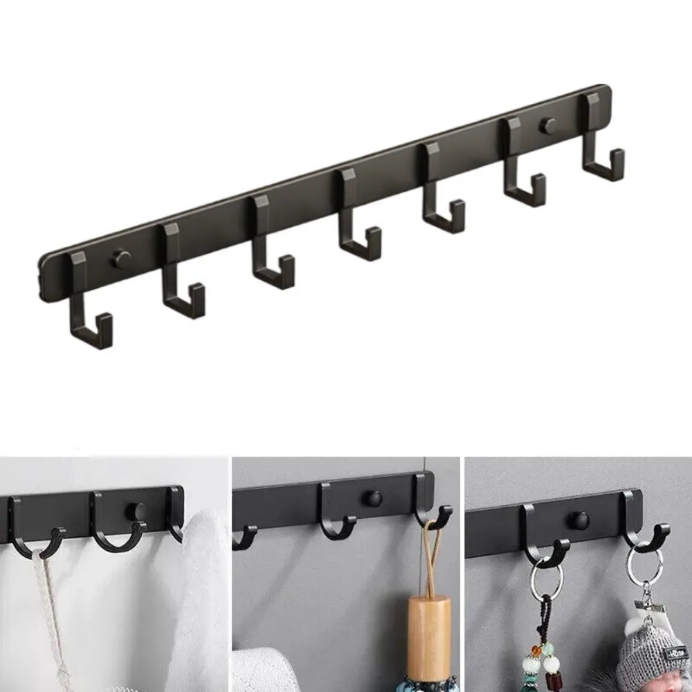 7 Hooks Wall Mounted Hanger Key Coat Clothes Door Holder Rack Hook Aluminum