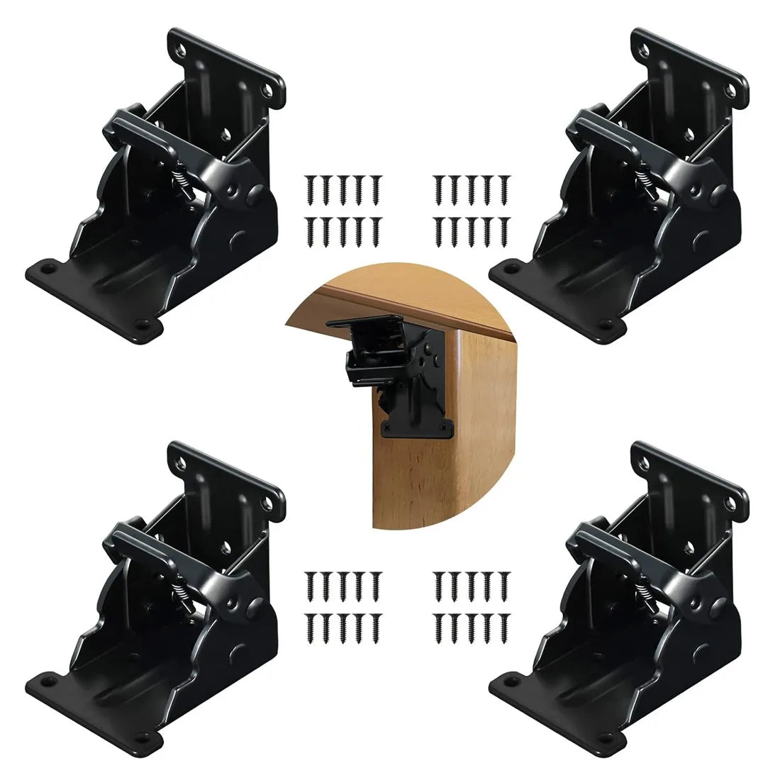 4x Folding Table Chair Leg Hinges 90 Degree Self-Locking Bracket Hinge Hardware
