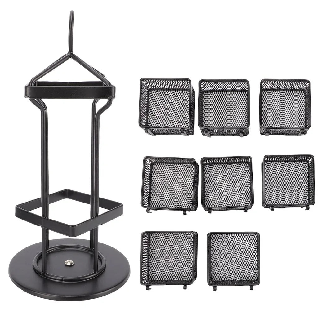 Tea Bag Organizer 2 Tier 8 Removable Baskets Up to 96 Teabags Storage Rotating Tea Bag Rack for Kitchen Black 8 Baskets