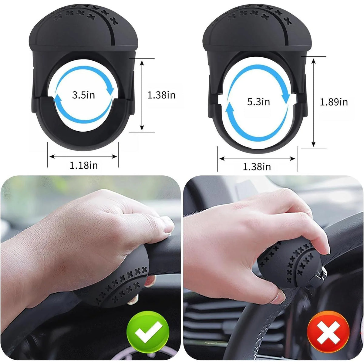 Steering Wheel Spinner Knob, Car Steering Wheel Booster Ball,360° Rotatable, Non-Slip Silicone Grip, for Car, Truck, Boat, Mower, Tractor, Forklift