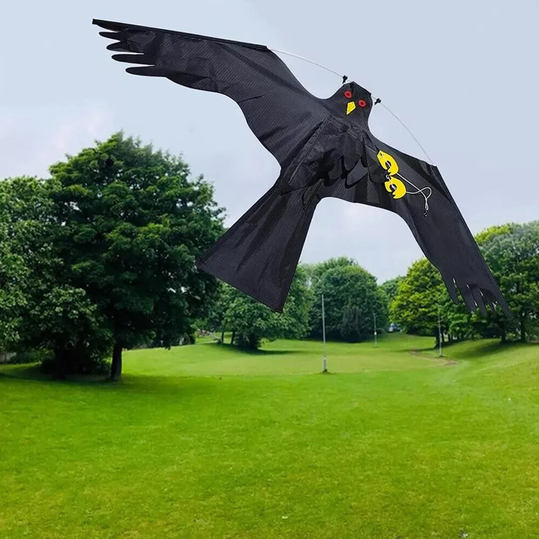 Flying Hawk Kite Garden Bird Repeller Scarer Extendable With 4m Telescopic Poles