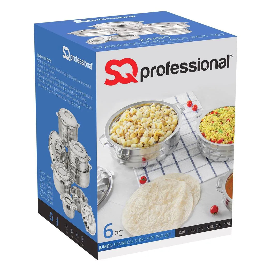 Sq Professional Jumbo Range Contour Stainless Steel Hot Pot Set Of 6