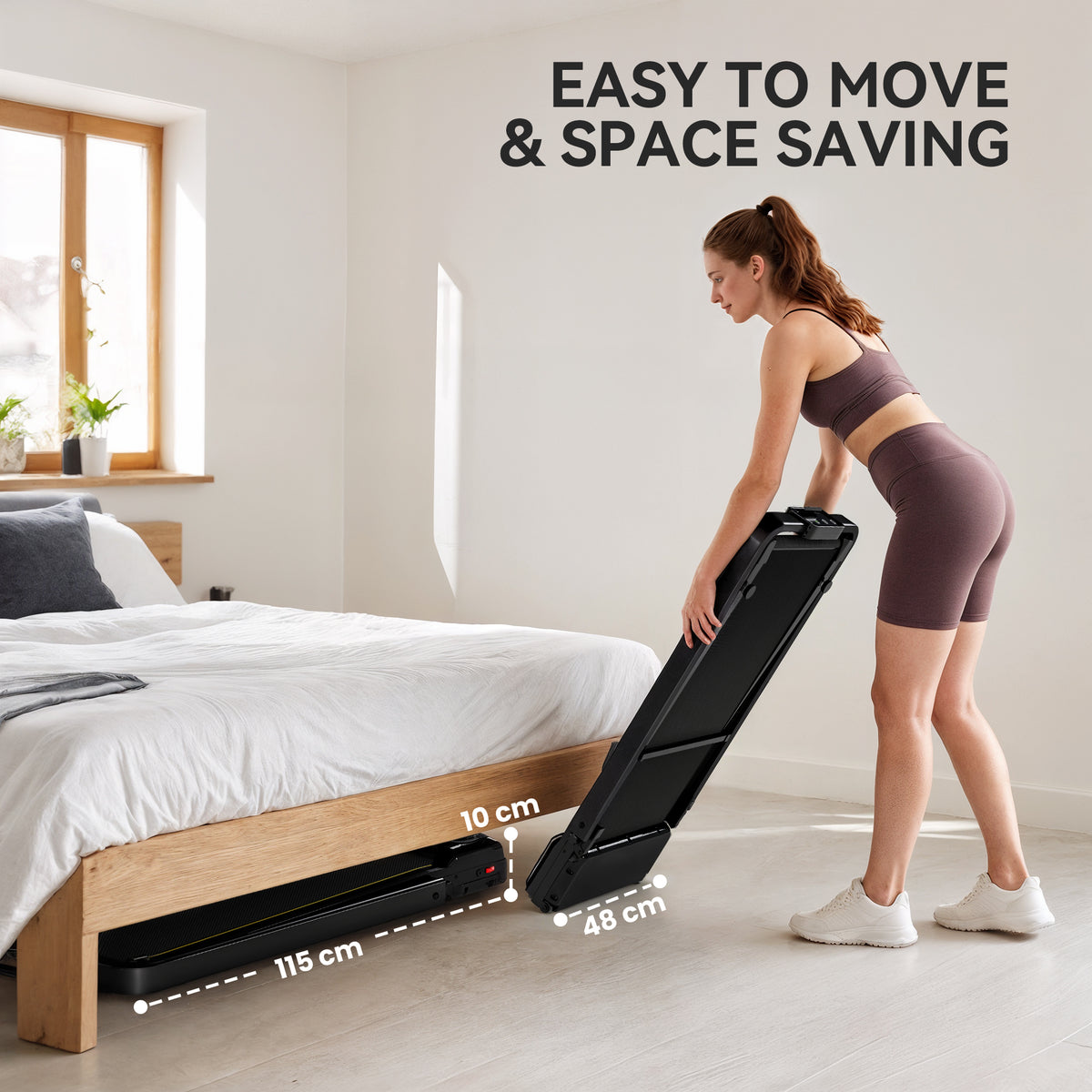 SPORTNOW Folding Treadmill Walking Pad, 2HP Portable Under Desk Treadmill with Handle, Running Jogging Walking Machine