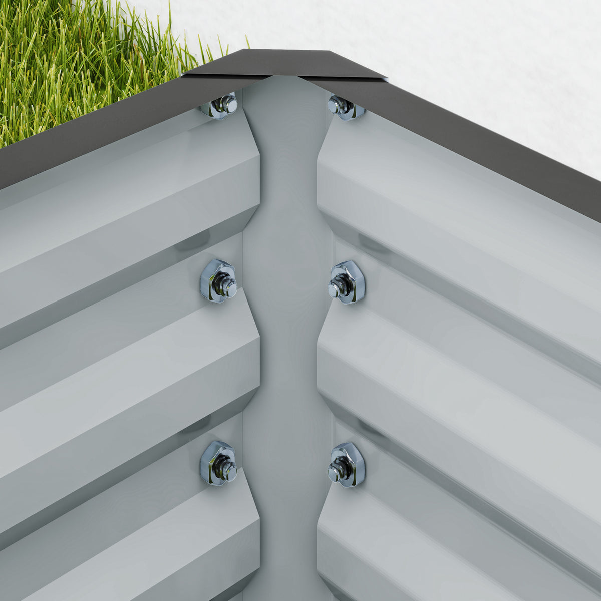 Outsunny Set of Two 110 x 50cm Steel Planter Boxes - Light Grey