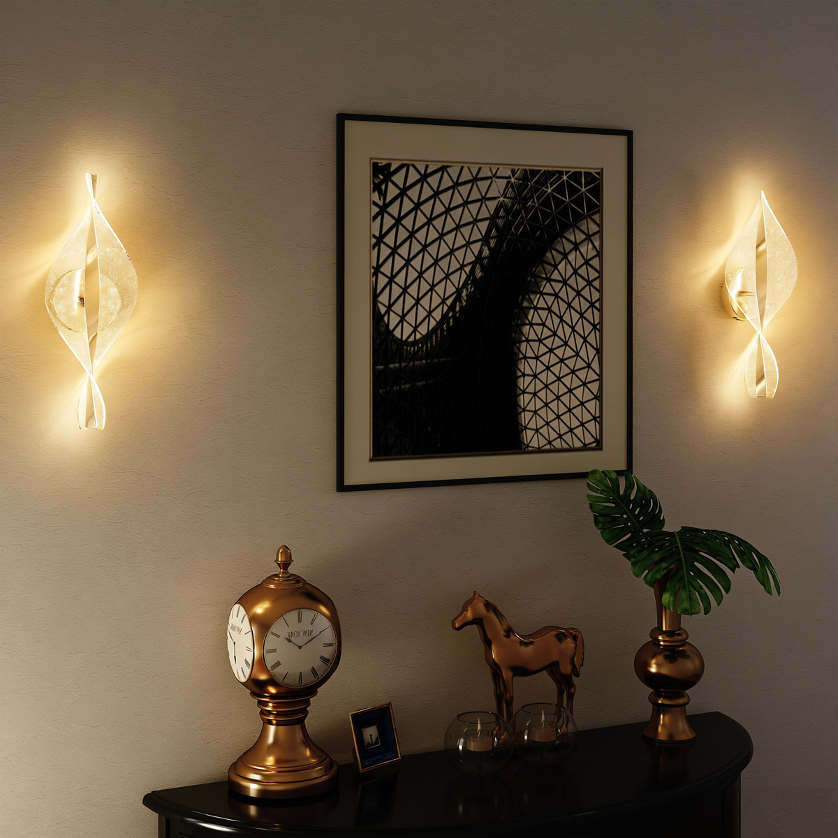 HOMCOM Led Wall Lamp 2 Pack, 13W Modern Indoor Spiral Wall Light, Colour Temperature Adjustable 3000K/4000K/6500K, for Bedroom, Living Room, Hallway, Stairs, Silver Tone
