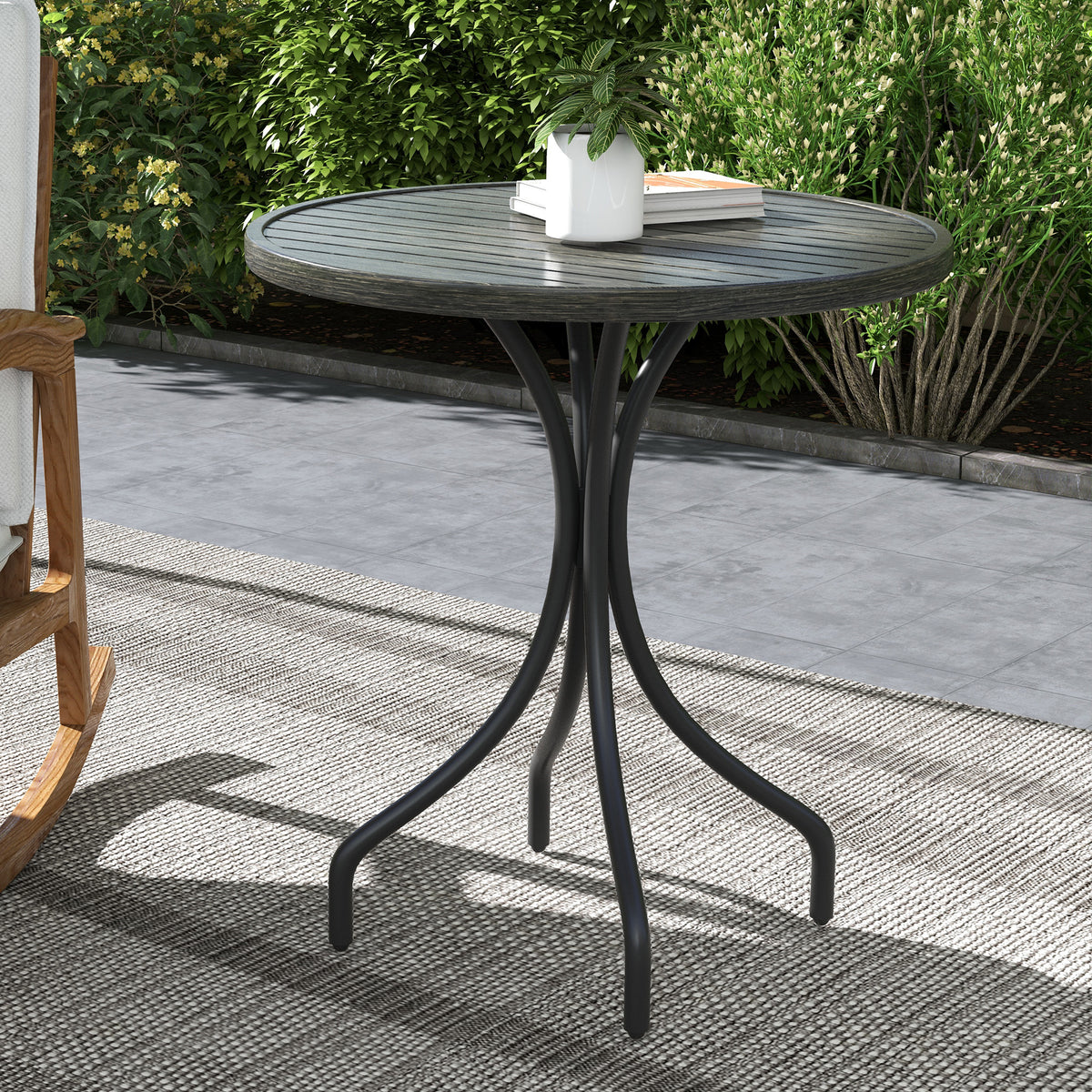 Outsunny Φ66cm Galvanised Steel Garden Table - Grey