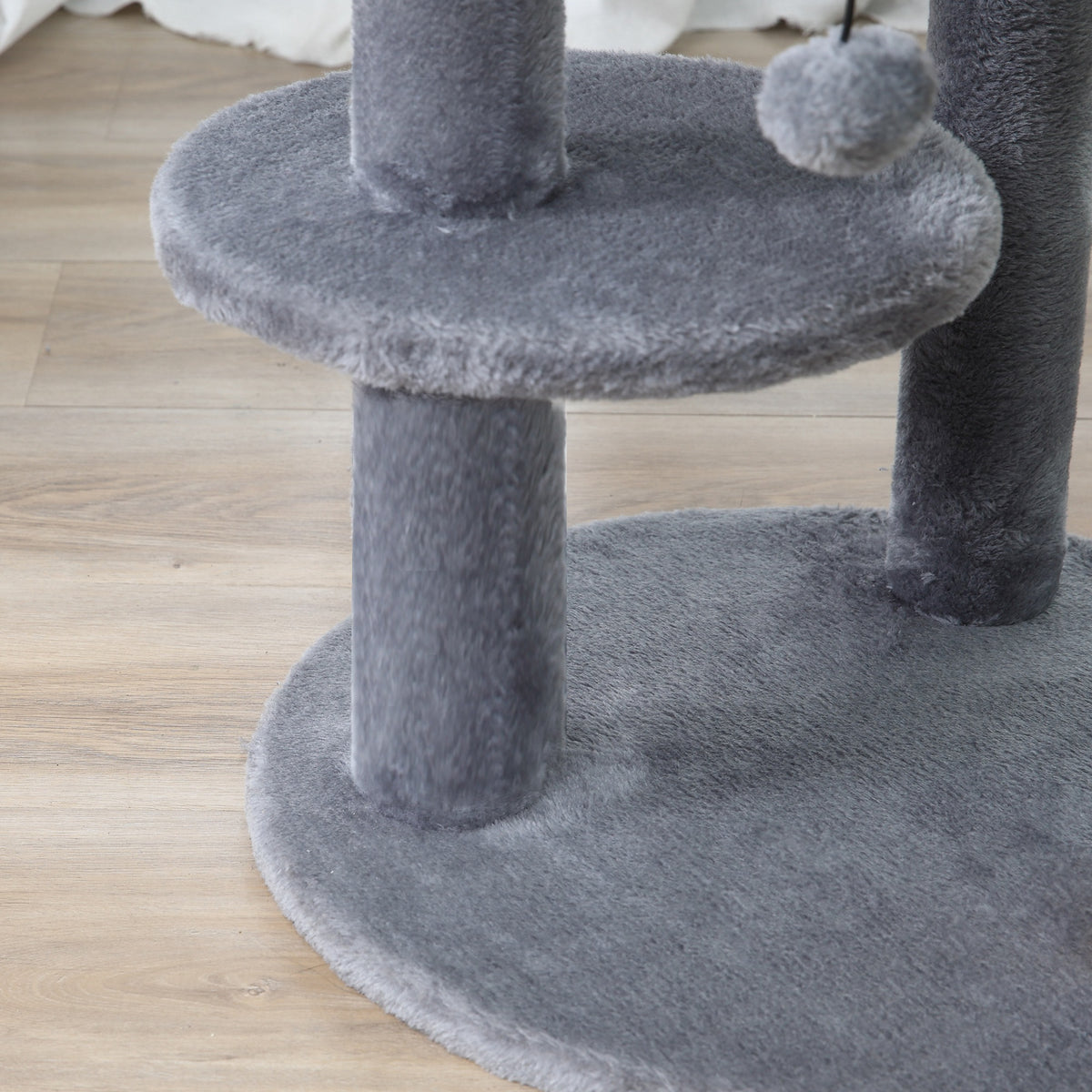 PawHut 104 cm Cat Tree, Cat Condo Tree Tower, Cat Activity Centre with Scratching Posts, Plush Perches, Hanging Ball - Grey