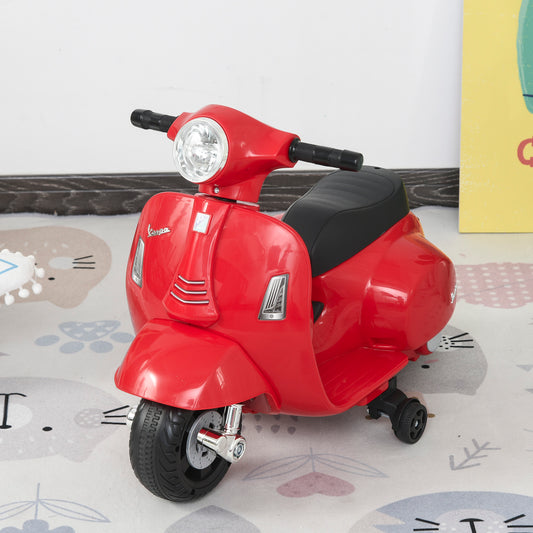 HOMCOM Vespa Licensed 6V Kids Electric Motorbike Ride On Motorcycle Battery Powered for 18-36 Months with Horn, Red