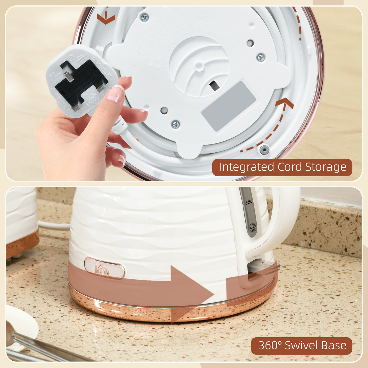 HOMCOM 3kW Rapid Boil Honeycomb Kettle - White