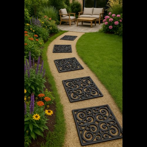 Square Shape Rubber Step Stones Set of 2
