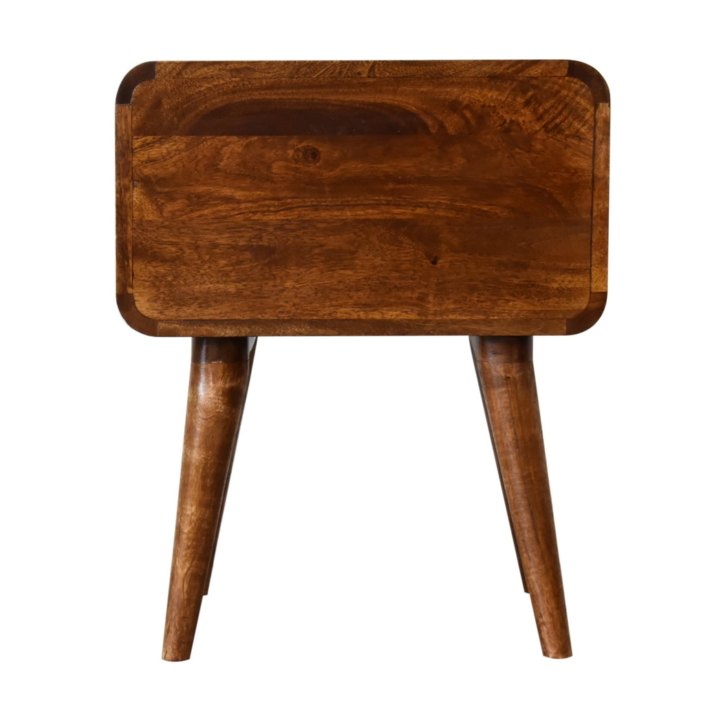 Artisan Furniture Solid Wood Curved Chestnut Bedside, Brown, 2Drawers