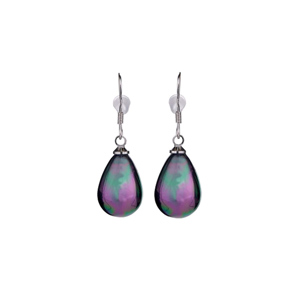 Sterling Silver Pearl Drop Earrings Black