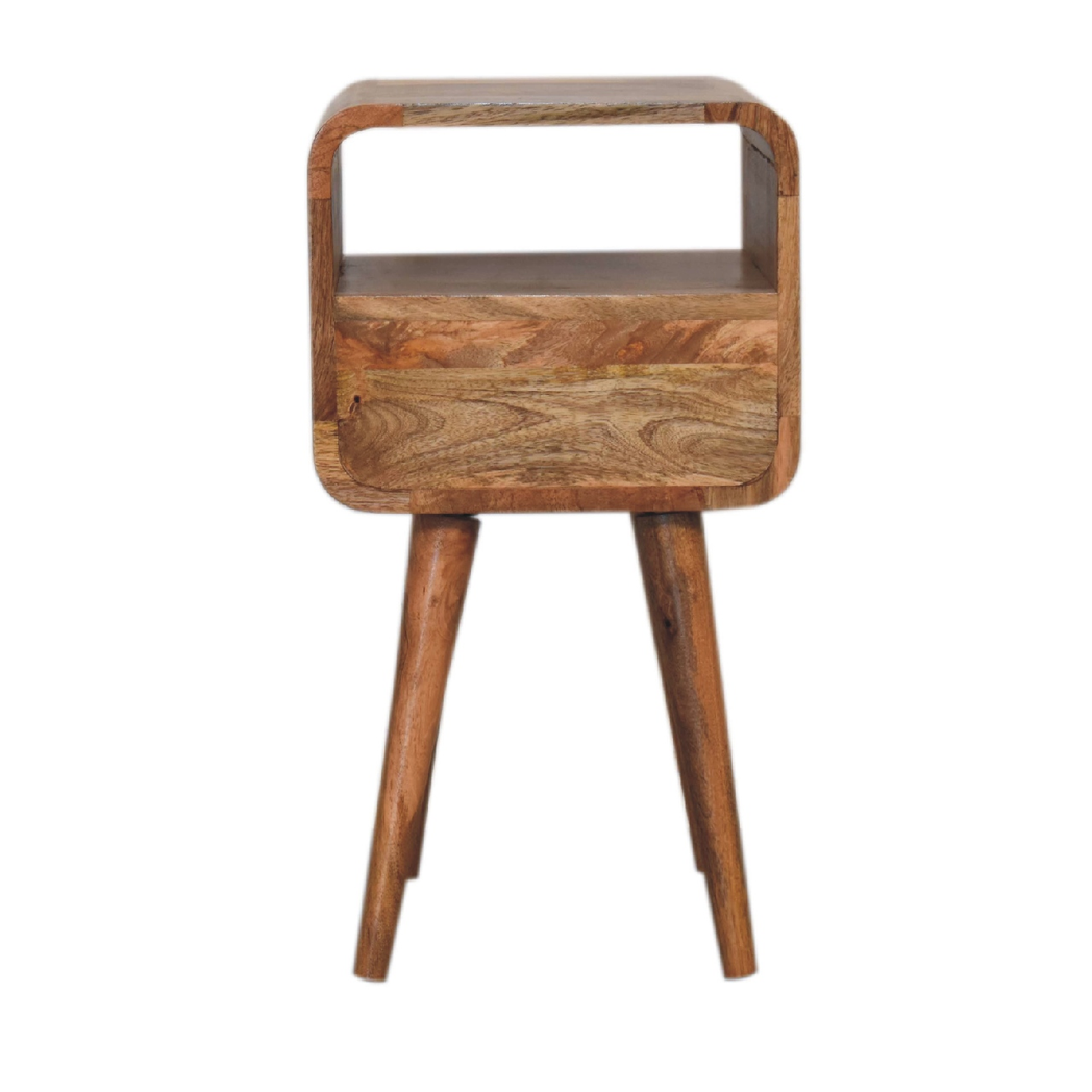 Artisan Furniture Solid Wood Mini Oakish Curve Open Bedside, 1 Drawer, 1 Open Slot