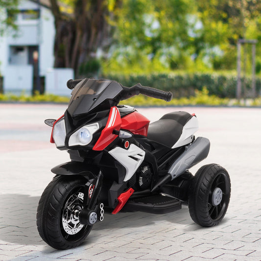 HOMCOM Kids Electric Motorcycle, 6V Ride on Motorcycle with 3 Wheels, LED Headlight, Music, Horn for Boys Girls 3-5 Y, Red