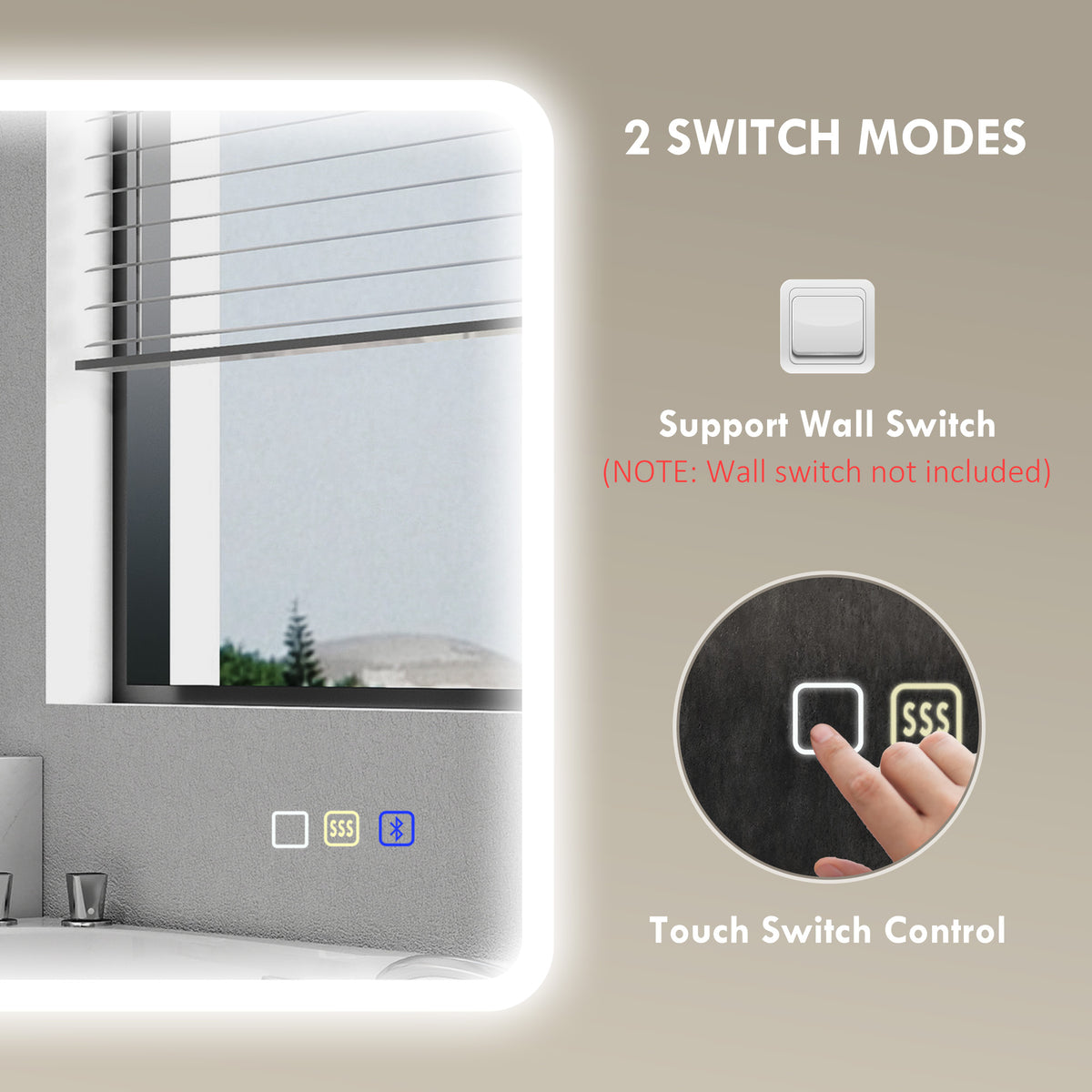 HOMCOM 80 x 60cm LED Bathroom Mirror, with Bluetooth - Silver Tone