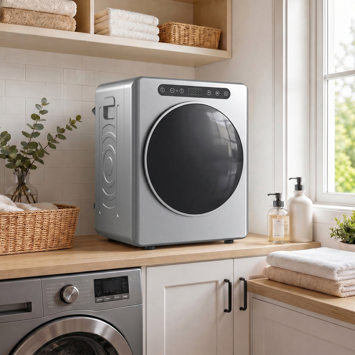 HOMCOM 5 kg Compact 40-60℃ Tumble Dryer - Silver Tone