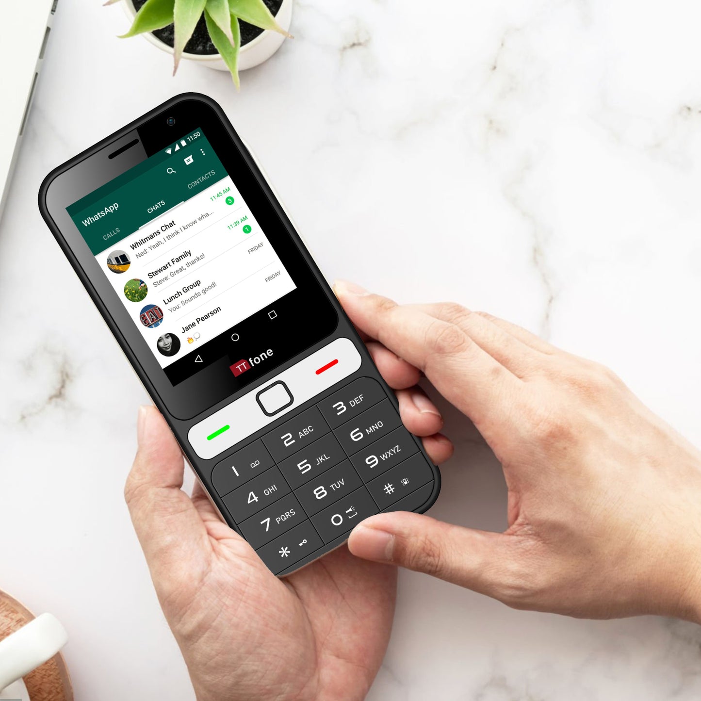 TTfone TT280  Simple 4G Dual SIM Bar Phone with Android, 2.8" Touchscreen, Keypad, 2MP Camera, USB-C - Easy to Use Unlocked Mobile (with Mains Charger and Giffgaff Sim Card)