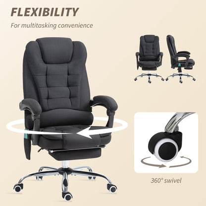 Vinsetto Six-Point Massage and Heated Office Chair with 135°Recline Back - Black