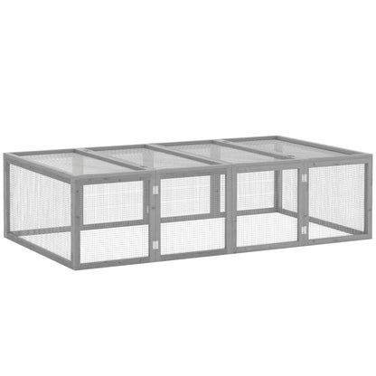 PawHut 6ft Outdoor Rabbit Hutch for 2-4 Rabbits, Fir Wood Run with Wire Mesh & Openable Roof, 181 x 100 x 48 cm, Grey