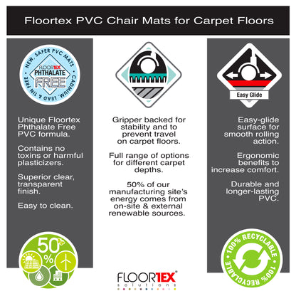 Advantagemat® Vinyl Rectangular Chair Mat for Carpets up to 6mm - 75 x 120cm