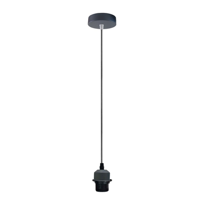 Industrial Grey Pendant Light Fitting, Lampshade Addable E27 Lamp Holder UK Holder Fitting Set With PVC Cable.