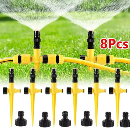 8Pcs 360° Water Sprinkler Garden Automatic Watering Lawn Spike Grass Hose UK